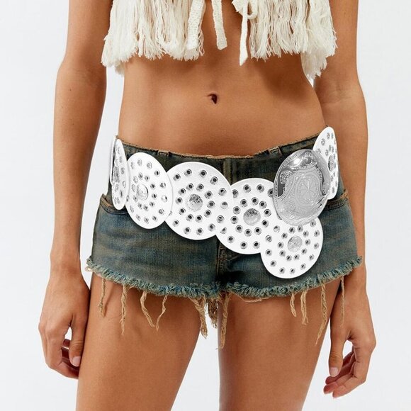 Wide Disc Belt Women Leather Western Boho Casual Dress Waist Accessory main image 5